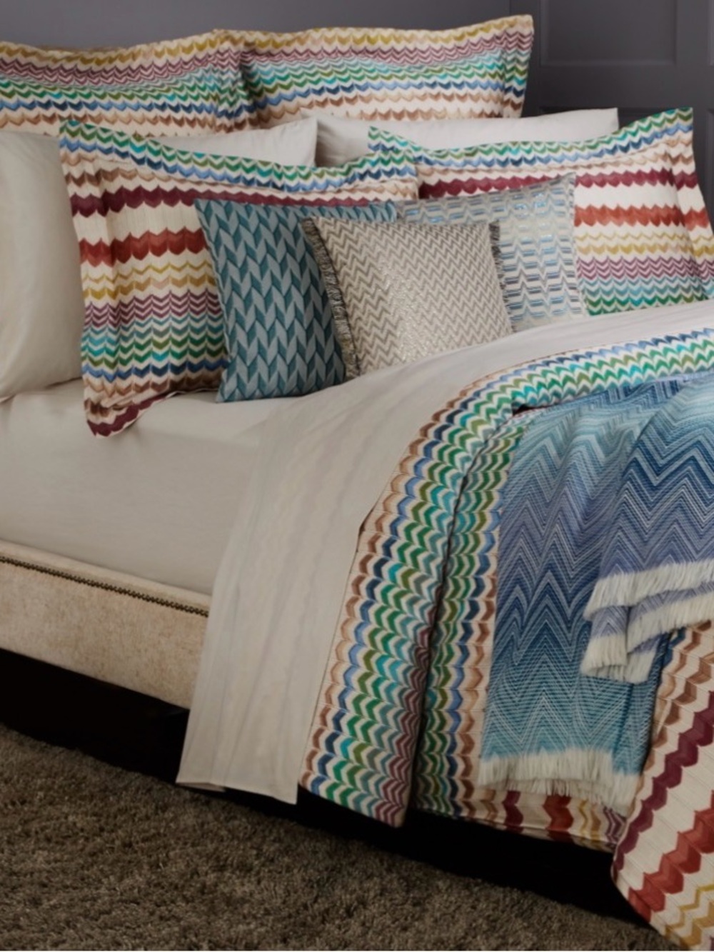 MISSONI HOME Standard pillow shams RUDOLPH design, chevron stripe NEW, NWT